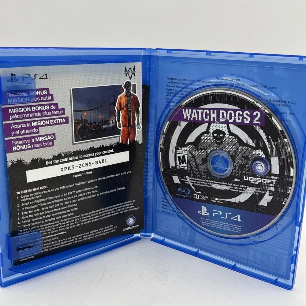 Watch Dogs 2 Sony PlayStation 4 PS4 Complete Tested Blue Label